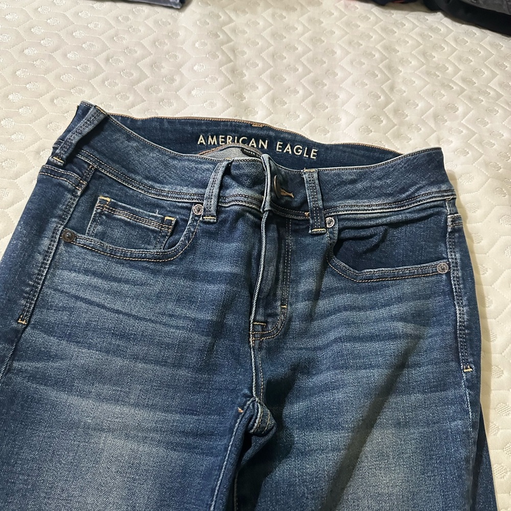 American Eagle Outfitters Women's High Rise Dark Blue Jeans